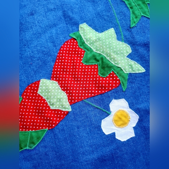 sweet berry patch • vintage handmade denim wrap around skirt - Picture 6 of 8